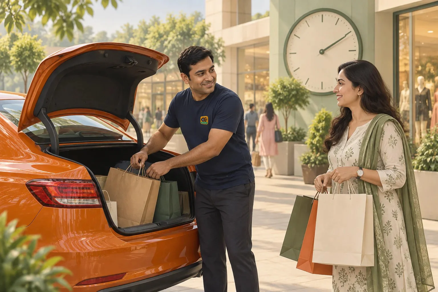Hourly driver helping with shopping bags